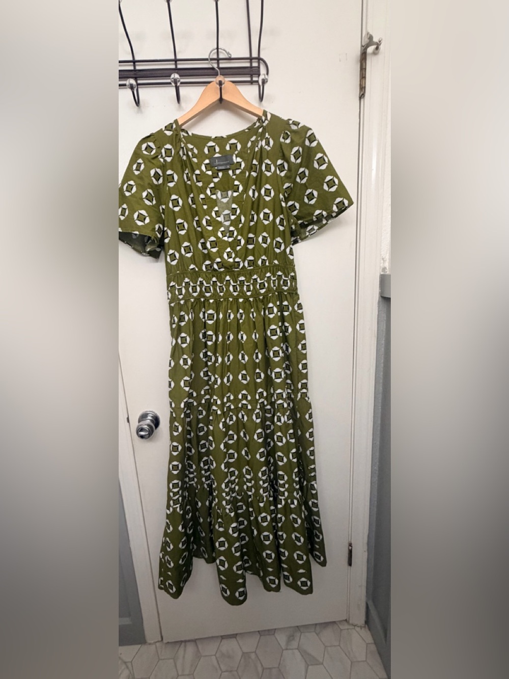 Anthropologie Olive Green Patterned somerset Maxi Dress - Picture 5 of 11